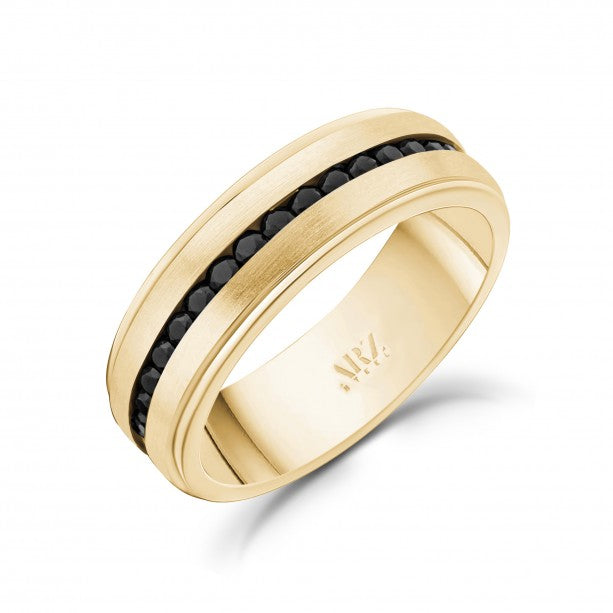 A.R.Z Stainless Steel 7mm Black Stone Ring | ORLY Jewellers