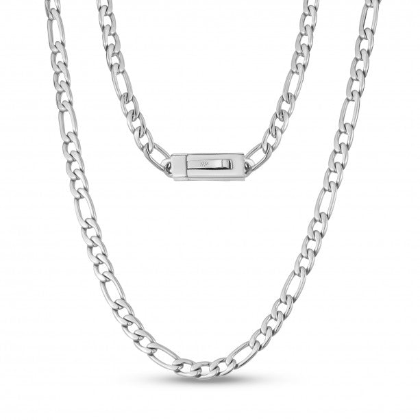 A.R.Z Stainless Steel 7mm Steel Figaro Necklace | ORLY Jewellers