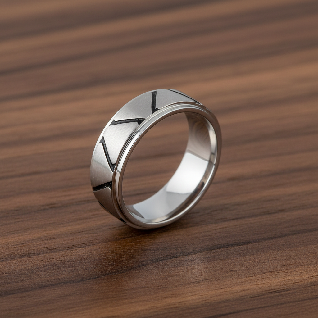 A.R.Z Steel 7mm Triangular Design Ring