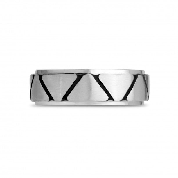A.R.Z Stainless Steel 7mm Triangular Design Ring | ORLY Jewellers