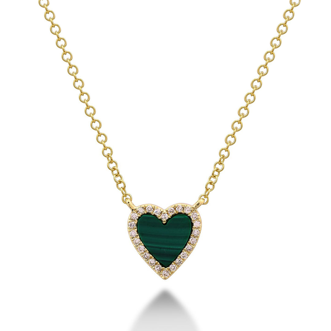 Malachite & Diamond Heart Necklace