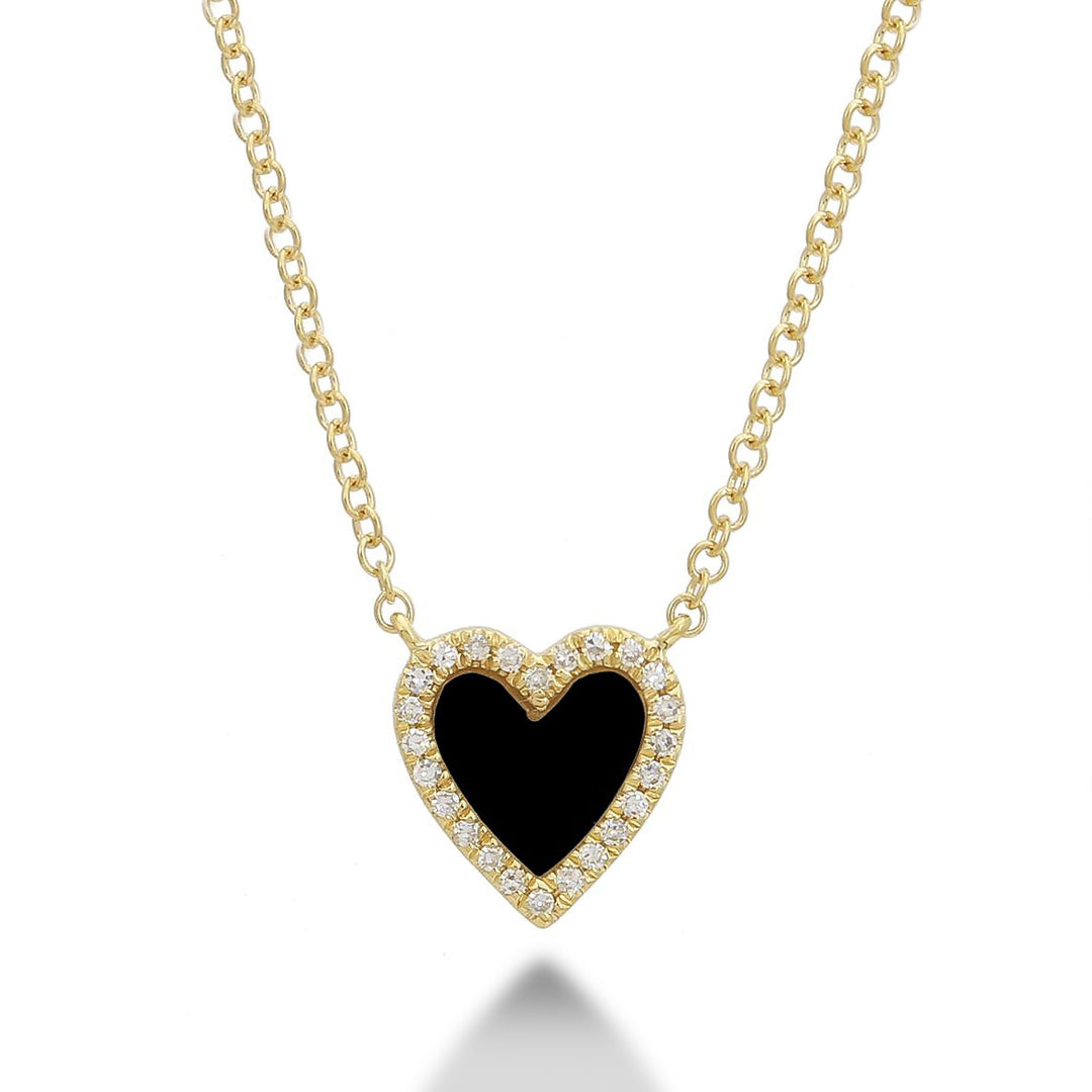 Onyx & Diamond Heart Necklace