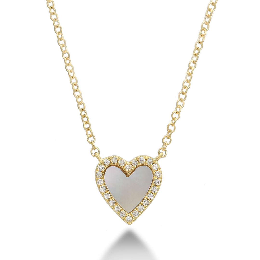 Mother of Pearl and Diamond Heart Necklace