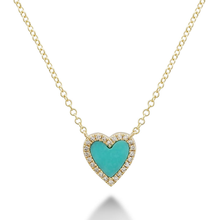 Turquoise & Diamond Heart Necklace