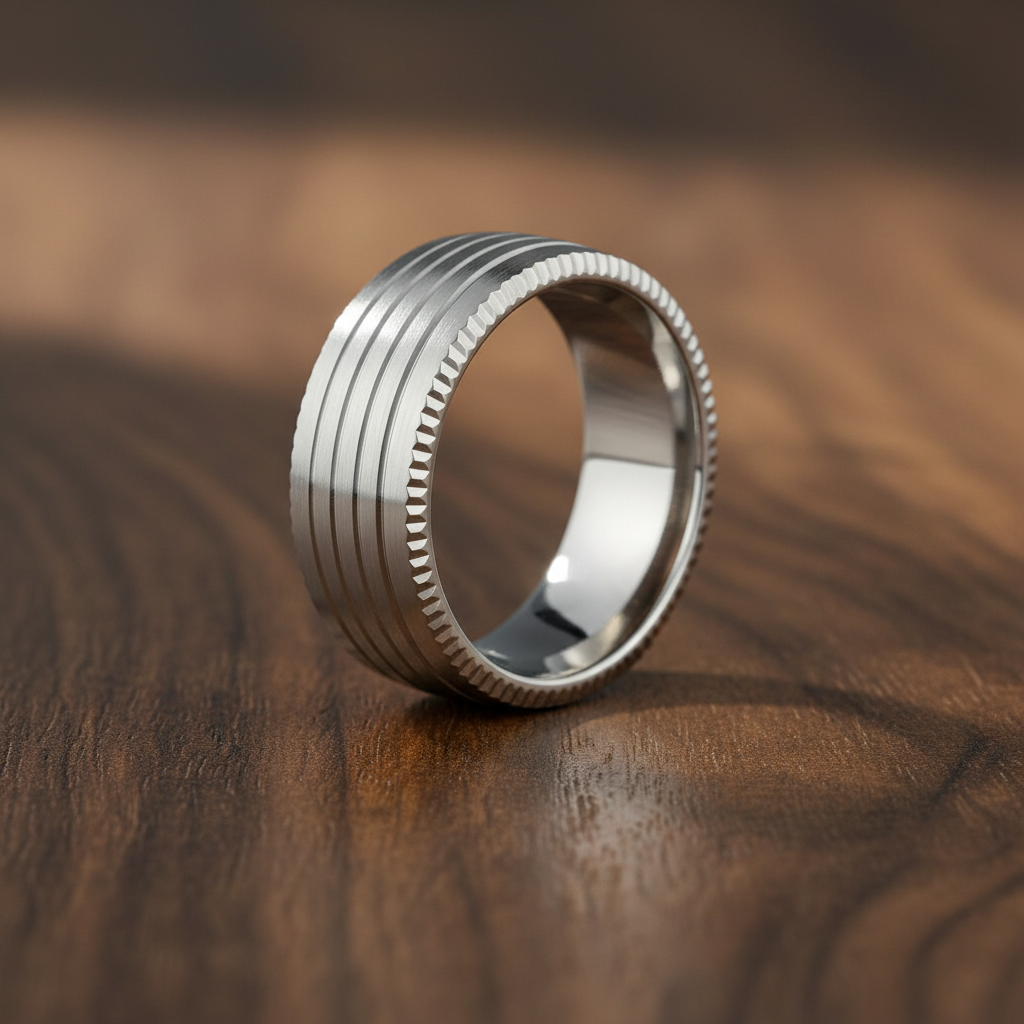 Bague en acier ARZ à 4 bords coupés en diamant