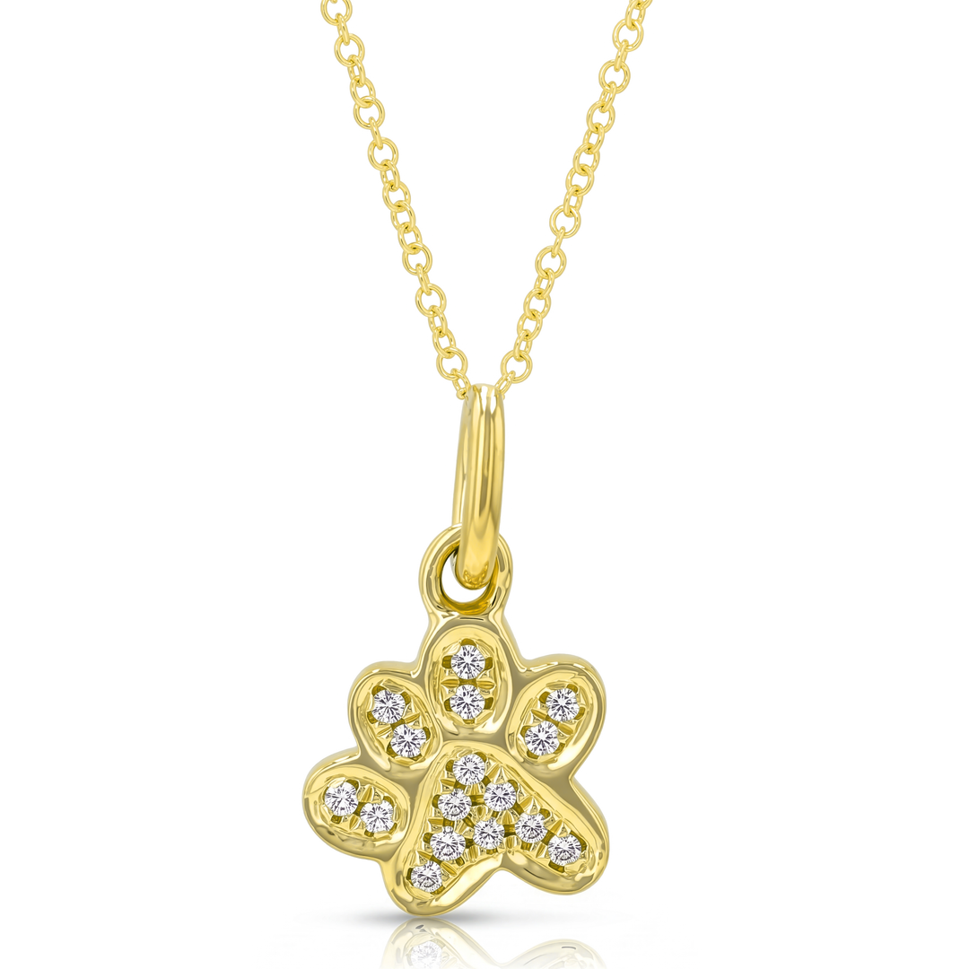 Diamond Dog Paw Print Necklace Charm