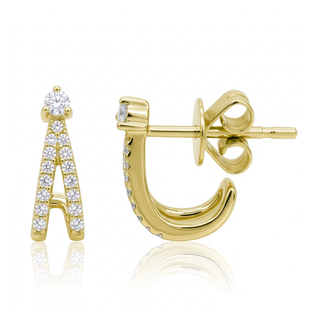 Diamond Lobe Stud Earrings