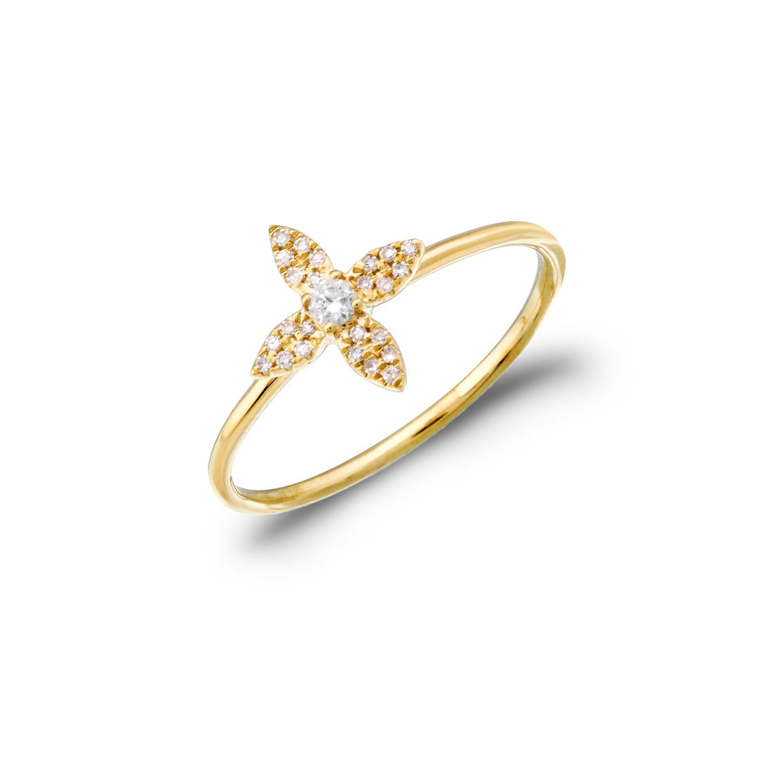 14K Gold Diamond Flower Ring by ORLY Jewellers