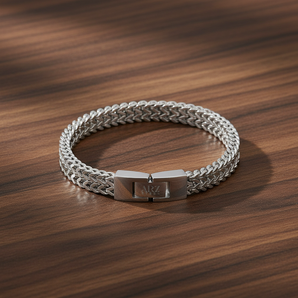 A.R.Z Steel Double Franco Link Bracelet 8mm