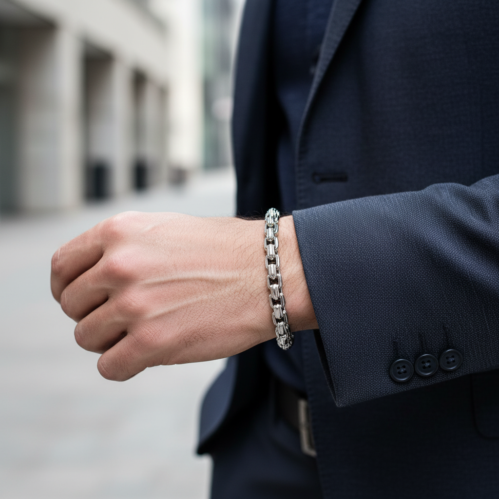 A.R.Z Steel Round Box Link Bracelet 6mm