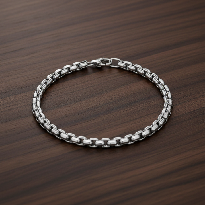 A.R.Z Steel Round Box Link Bracelet 6mm