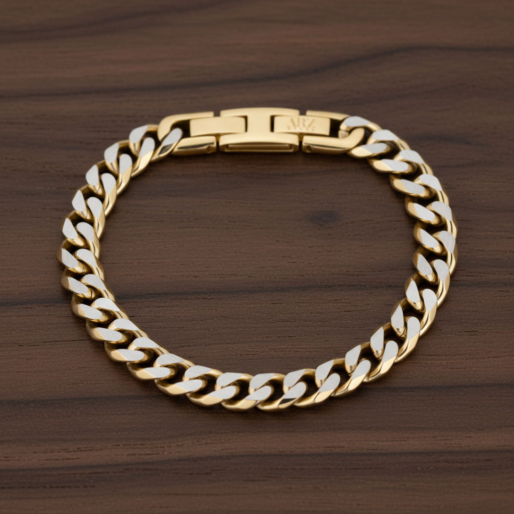Bracelet à maillons cubains bicolores ARZ Steel 8 mm