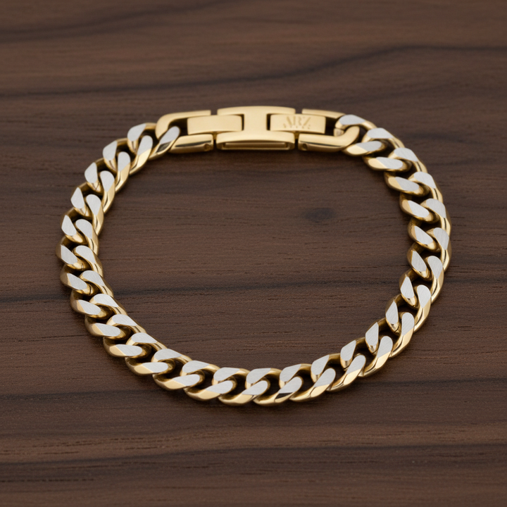 Bracelet à maillons cubains bicolores ARZ Steel 8 mm