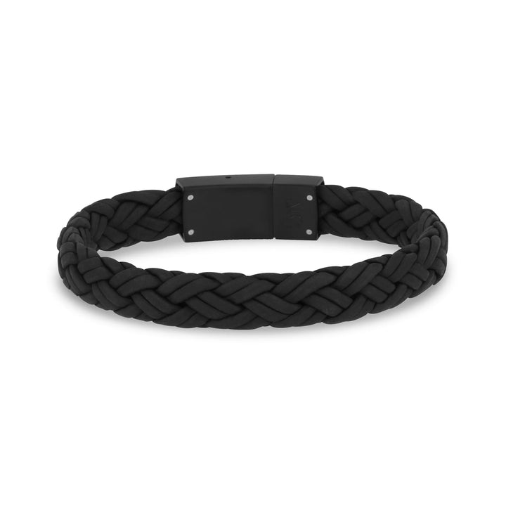 A.R.Z Steel Braided Leather Bracelet 10mm - ORLY Jewellers Canada