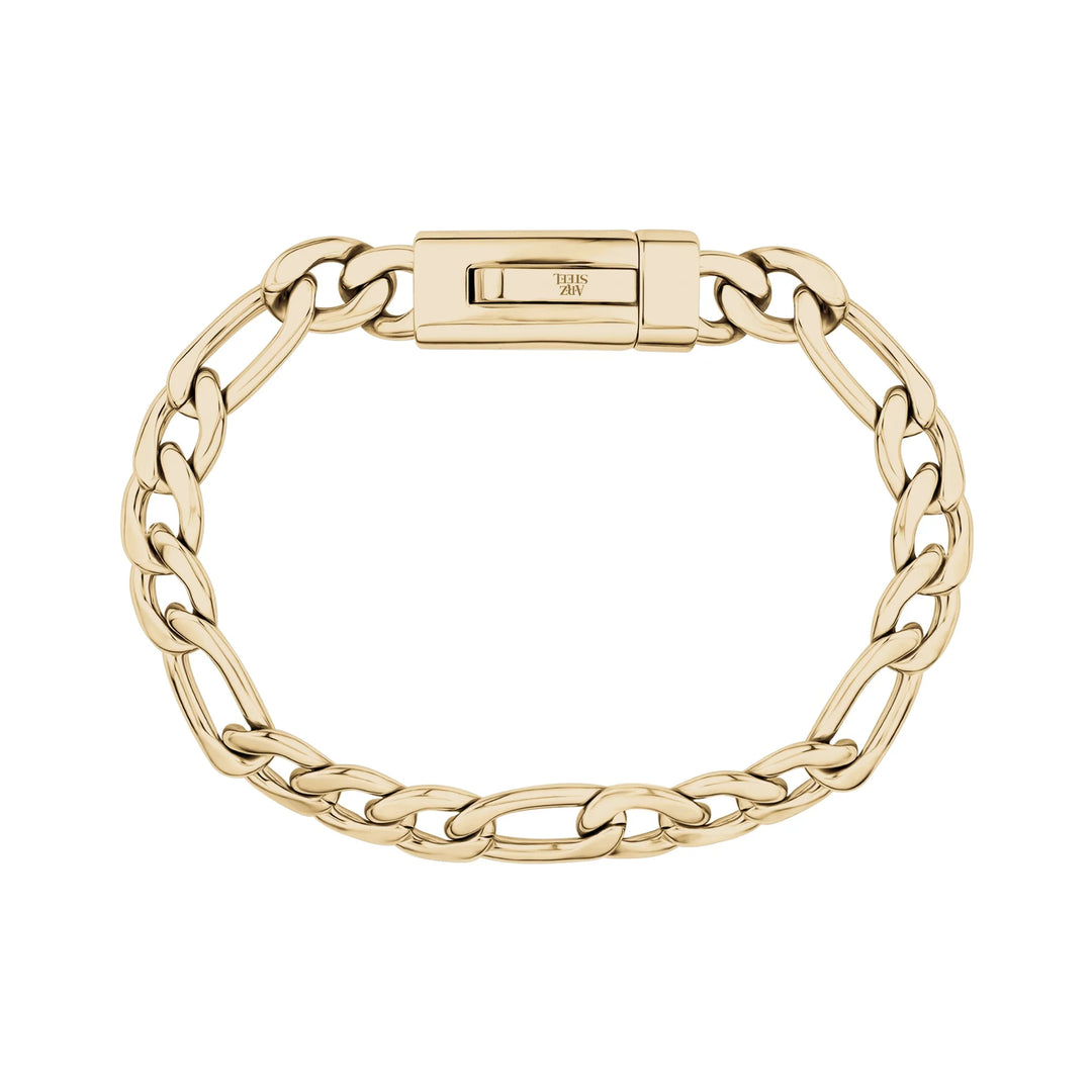 Bracelet en acier à double maille queue de renard, avec fermoir à deux Bracelet en acier à double maille queue de renard, avec fermoir à deux