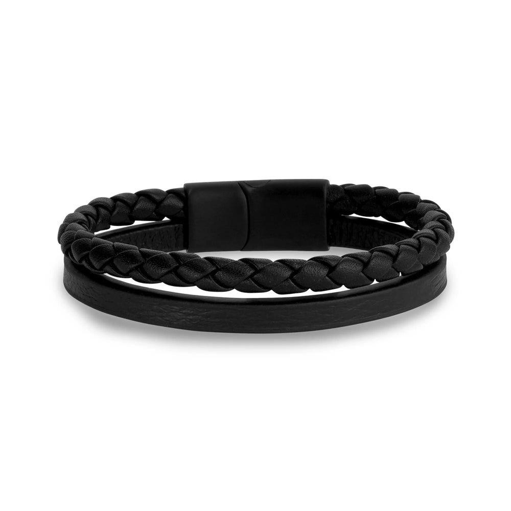 A.R.Z Steel Double Strand Leather Bracelet - ORLY Jewellers Canada