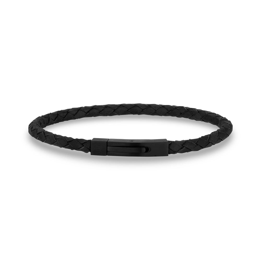 A.R.Z Steel Slim Woven Leather Bracelet - ORLY Jewellers Canada