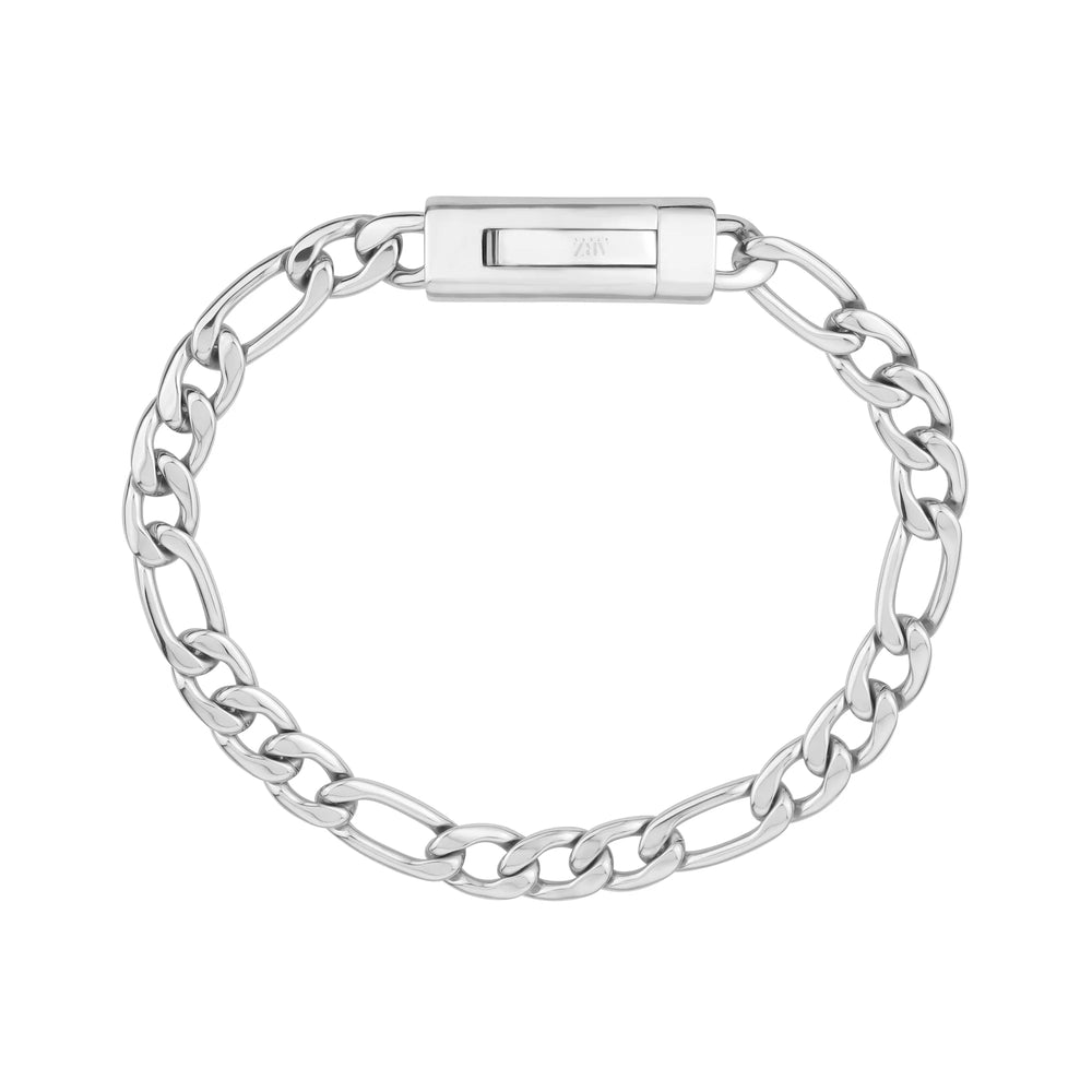 A.R.Z Stainless Steel Figaro Link Bracelet 7mm - ORLY Jewellers Canada
