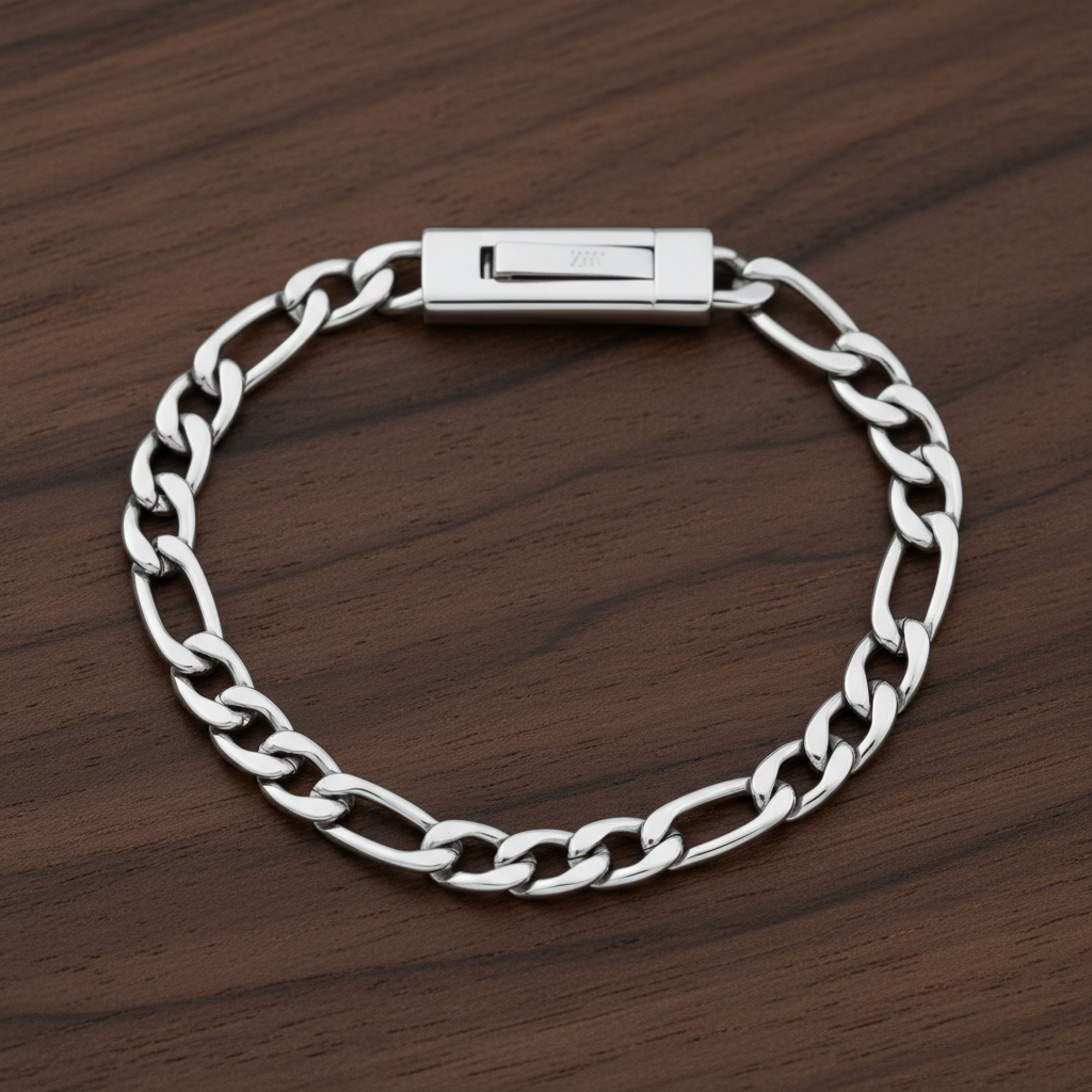 A.R.Z Steel Figaro Link Bracelet 7mm