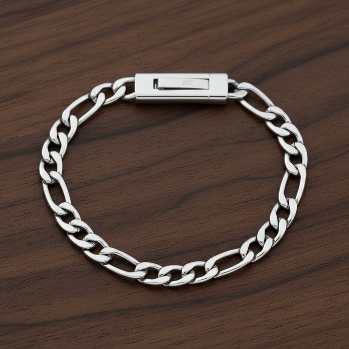 A.R.Z Steel Figaro Link Bracelet 7mm