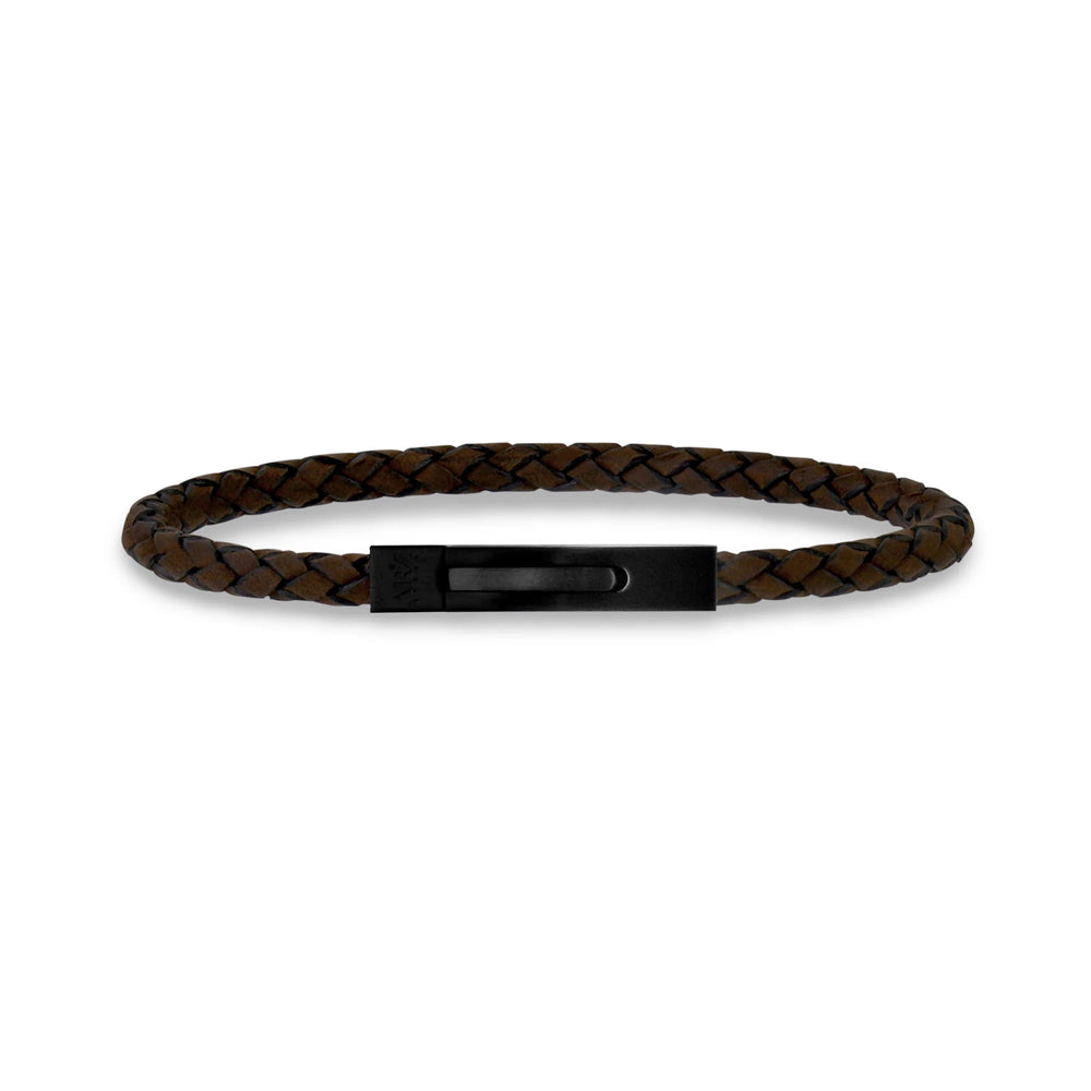 A.R.Z Steel Slim Woven Leather Bracelet - ORLY Jewellers Canada