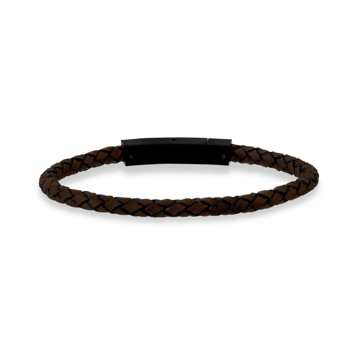 A.R.Z Steel Slim Woven Leather Bracelet - ORLY Jewellers Canada