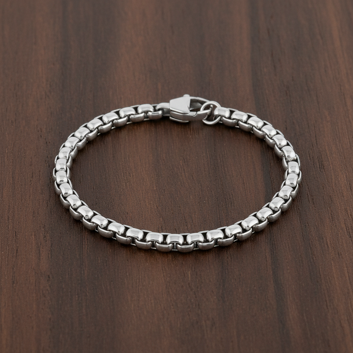 A.R.Z Steel Round Box Link Bracelet 6mm