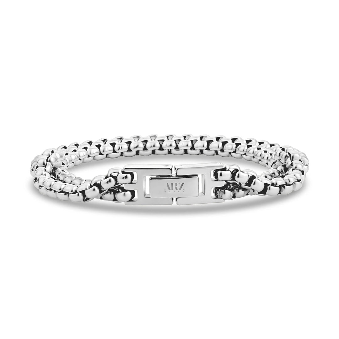 A.R.Z Stainless Steel Double Box Link Bracelet 8mm - ORLY Jewellers