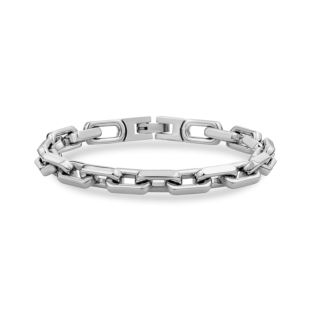 A.R.Z Stainless Steel Rectangular Link Bracelet 7mm - ORLY Jewellers