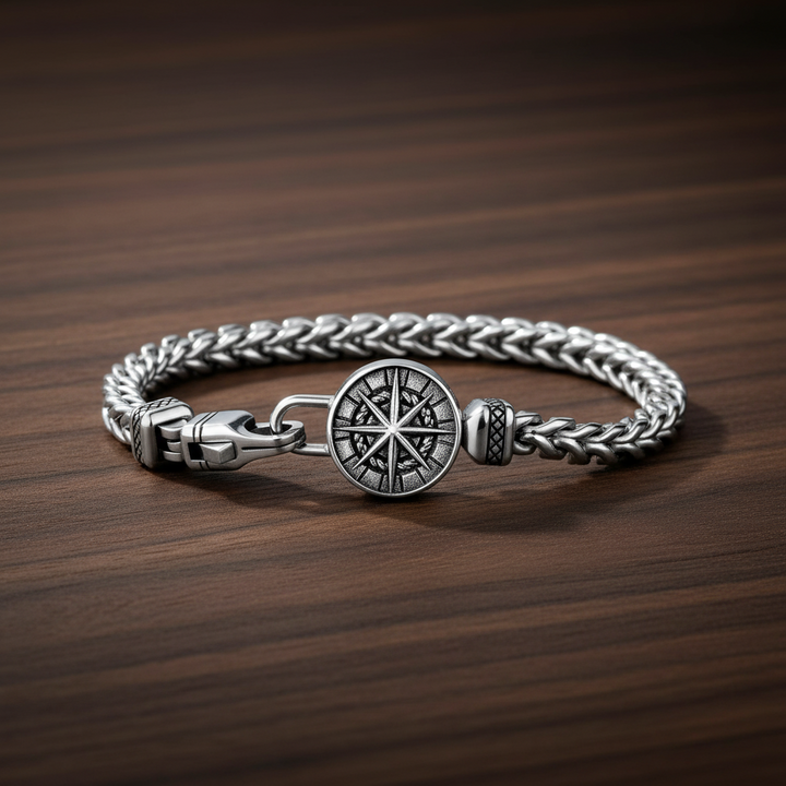 A.R.Z Steel Franco Link Compass Cremation Bracelet