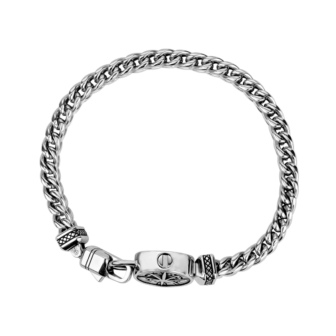 A.R.Z Steel Franco Link Compass Cremation Bracelet - ORLY Jewellers