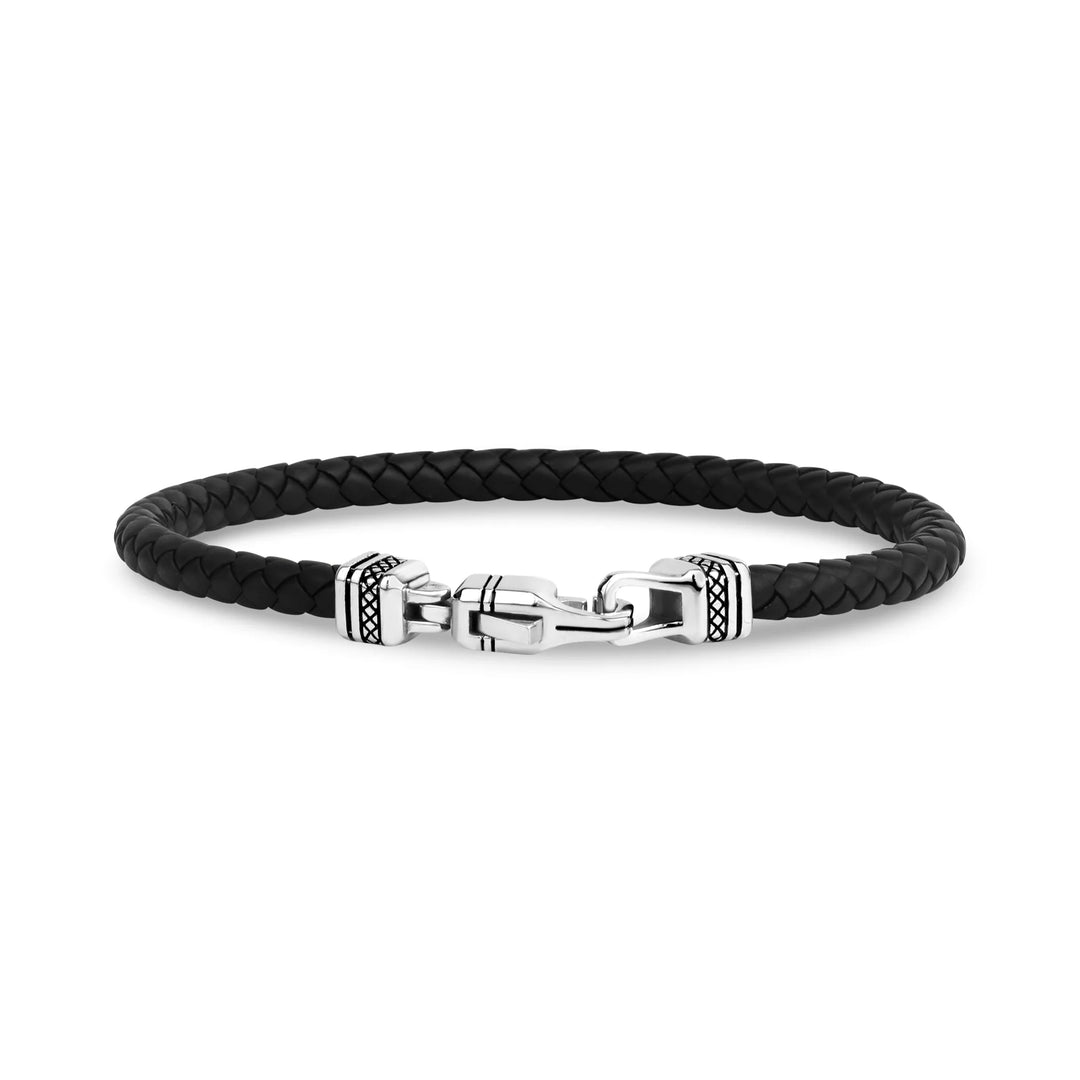 A.R.Z Steel Detailed Clasp Leather Bracelet - ORLY Jewellers Canada