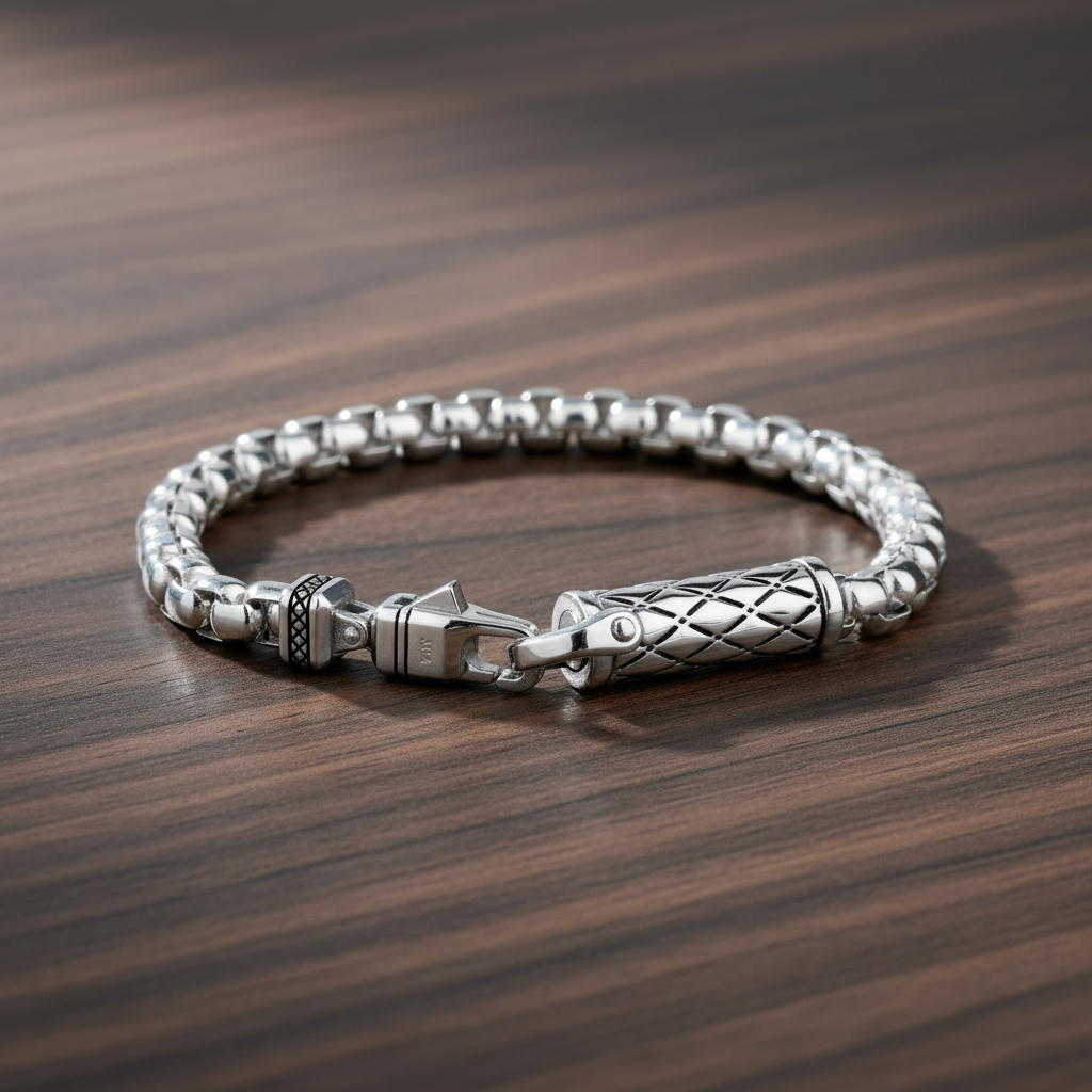 A.R.Z Steel Round Box Link Cremation Bracelet 6mm