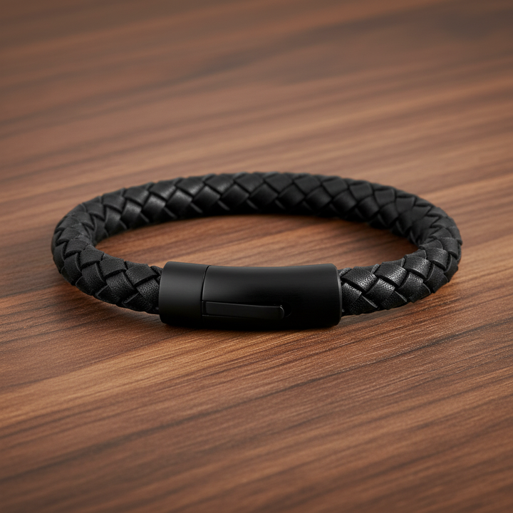 Bracelet en cuir tressé ARZ Steel 8 mm