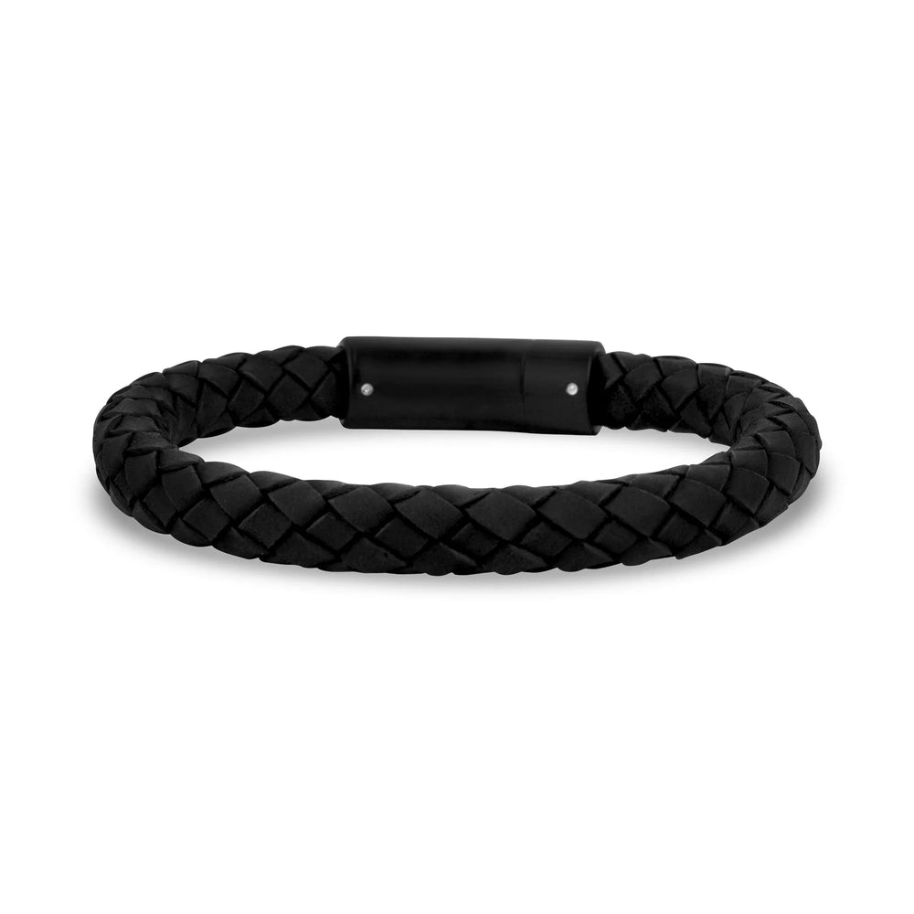 A.R.Z Steel Woven Leather Bracelet 8mm - ORLY Jewellers Canada