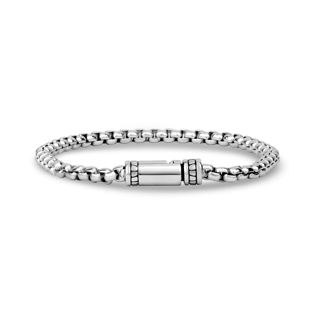 A.R.Z Steel Round Box Link Bracelet (4MM) - ORLY Jewellers Canada