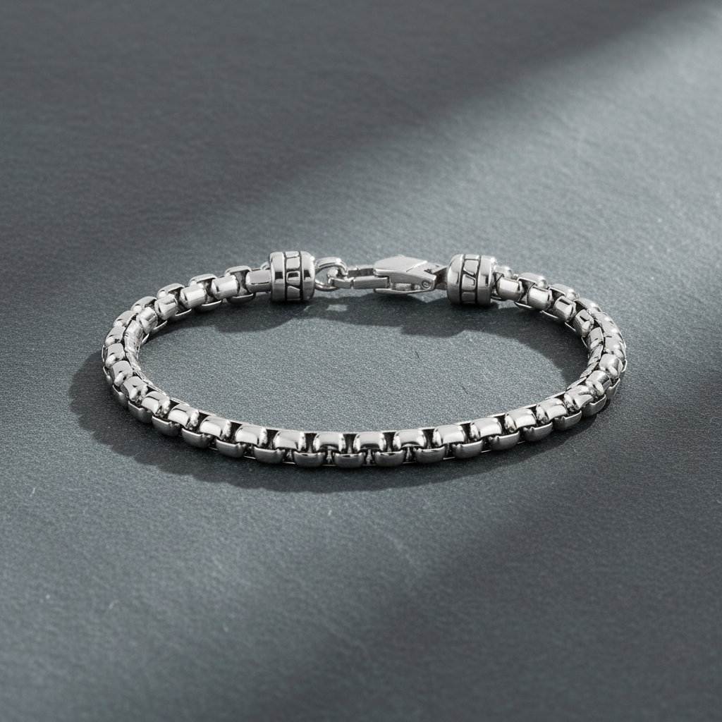 A.R.Z Steel Round Box Link Bracelet 5mm