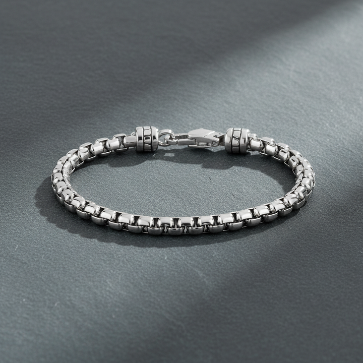 A.R.Z Steel Round Box Link Bracelet 5mm