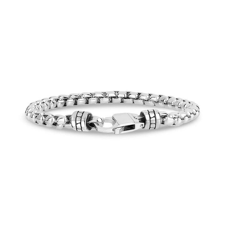 A.R.Z Steel Round Box Link Bracelet 5mm