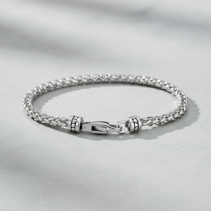 A.R.Z Steel Wheat Chain Link Bracelet 4mm