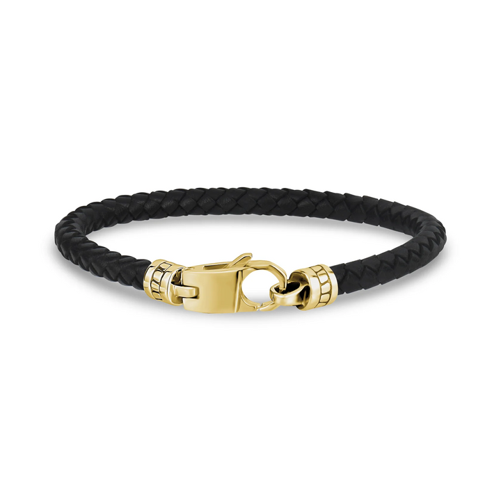 A.R.Z Steel Black Leather Bracelet 5mm