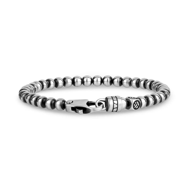 A.R.Z Steel Solid Antique Bead Bracelet 4mm