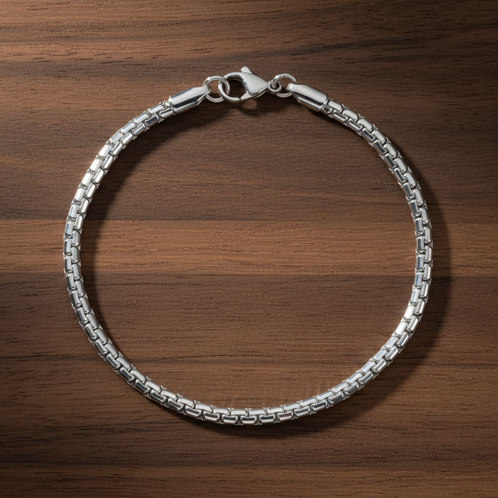 A.R.Z Steel Flat Box Link Bracelet 3.5mm