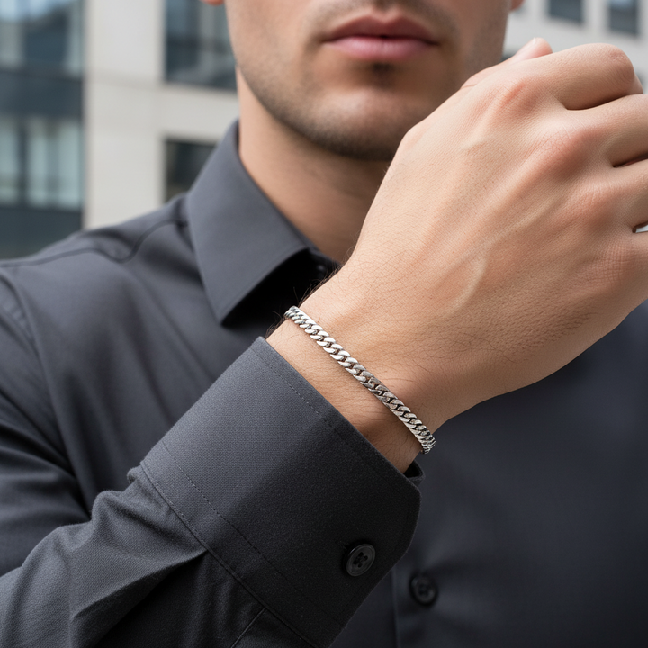 A.R.Z Steel Miami Cuban Link Bracelet 3.8mm