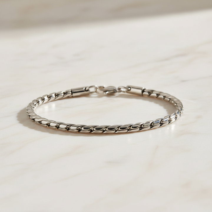 A.R.Z Steel Solid Interlocking Chain Bracelet 3mm