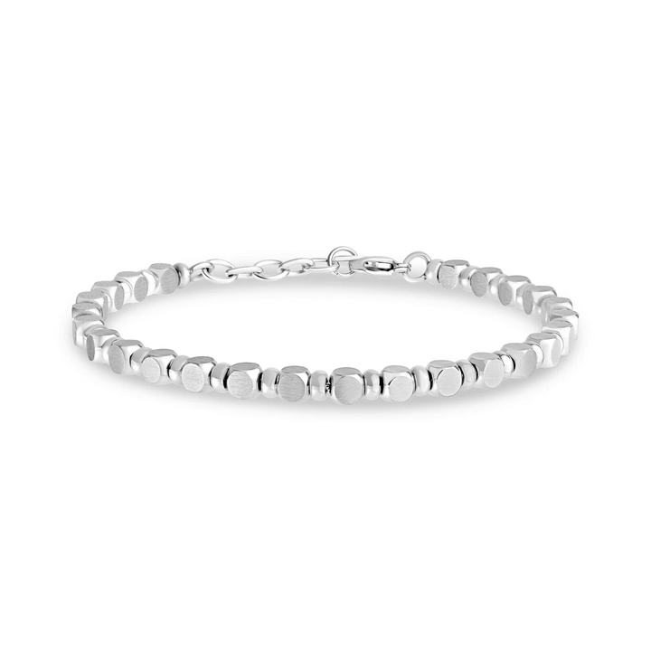 A.R.Z Steel Matte & Polished Steel Bead Bracelet 4mm