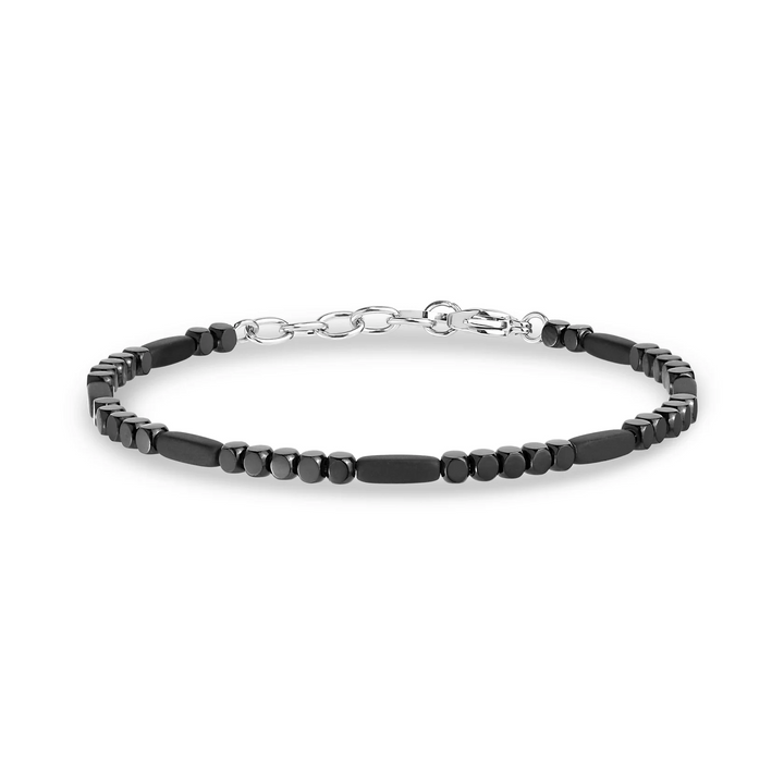 A.R.Z Steel Slim Black Bead Bracelet 3mm