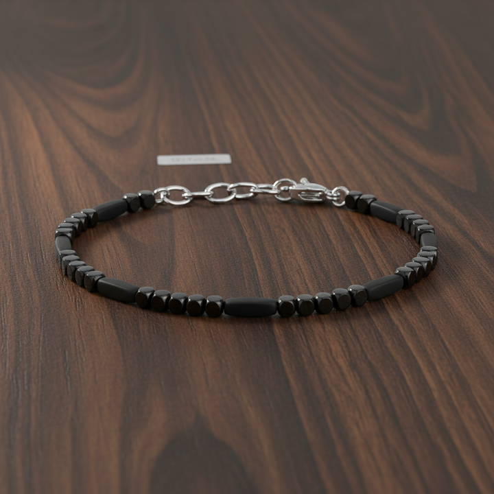 A.R.Z Steel Slim Black Bead Bracelet 3mm