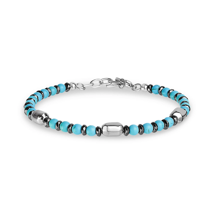 A.R.Z Steel Turquoise & Hematite Bracelet