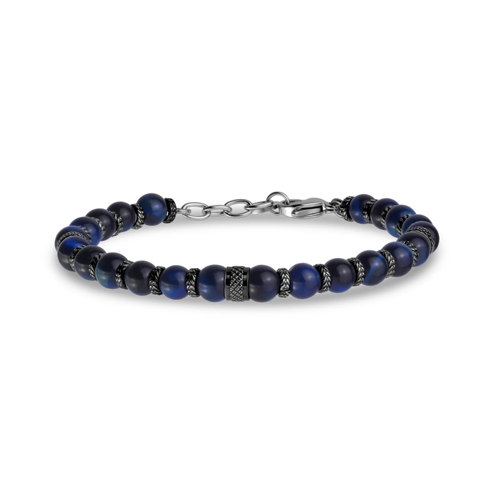 A.R.Z Steel Tiger’s Eye Stone Bracelet with Steel Details 6mm